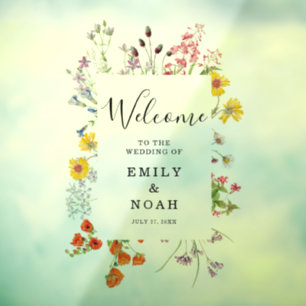 Colorful Wild Flower Country Wedding Welcome Window Cling