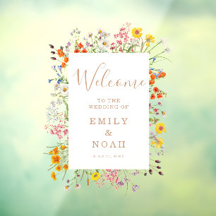 Colorful Wild Flower Country Wedding Welcome Window Cling