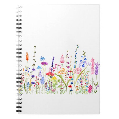 colorful wild flower field notebook