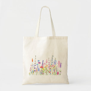 colorful wild flower field tote bag