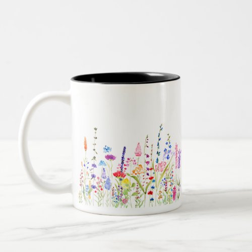colorful wild flower field Two_Tone coffee mug