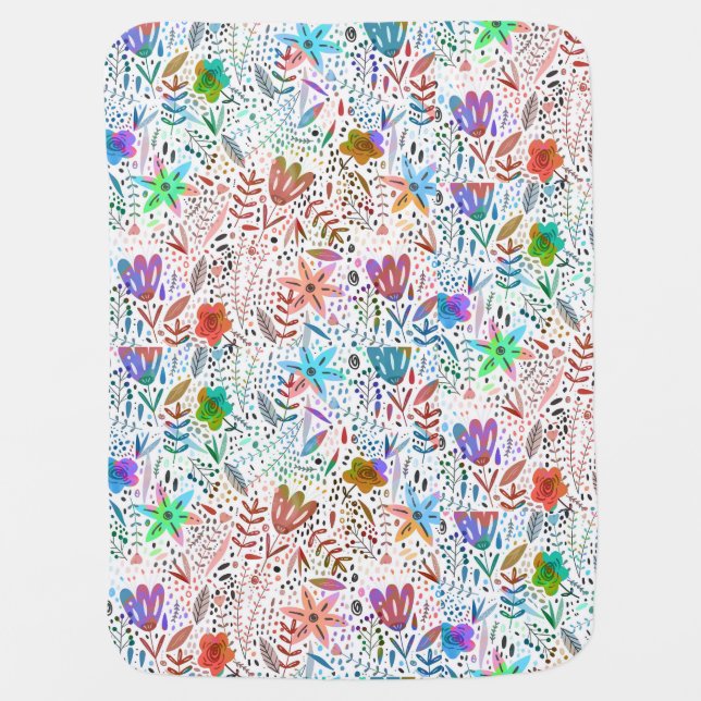 Colorful Wild Flower Pattern Baby Blanket (Front)
