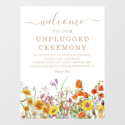 Colorful Wild Flower Wedding Unplugged Ceremony Wall Decal