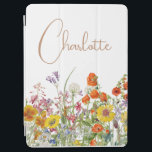 Colorful Wild Flowers Country Botanical Name iPad Air Cover<br><div class="desc">Colorful Wild Flowers Country Botanical Personalized Name Tablet iPad Case Cover features pretty country flowers in orange, yellow, purple and pink on a white background with your custom name in modern calligraphy script typography. Perfect gift for Christmas, birthday, Mother's Day, teacher appreciation and more. Designed for you by Evco Studio...</div>