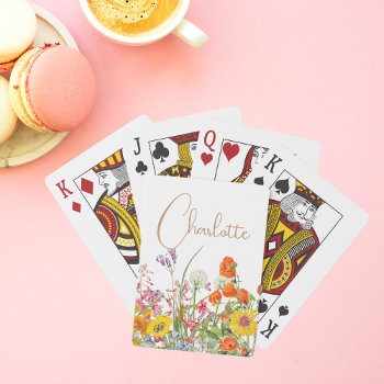 Colorful Wild Flowers Country Botanical Name Playing Cards by EvcoStudio at Zazzle