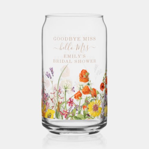 Colorful Wild Flowers Country Floral Goodbye Miss Can Glass