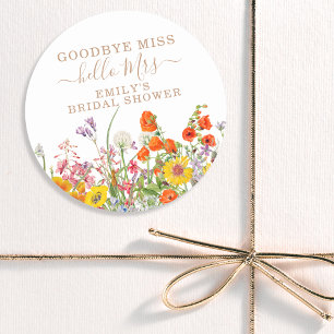Colorful Wild Flowers Country Floral Goodbye Miss Classic Round Sticker