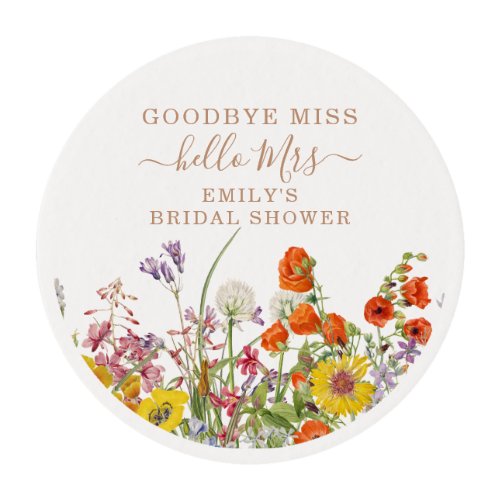 Colorful Wild Flowers Country Floral Goodbye Miss Edible Frosting Rounds