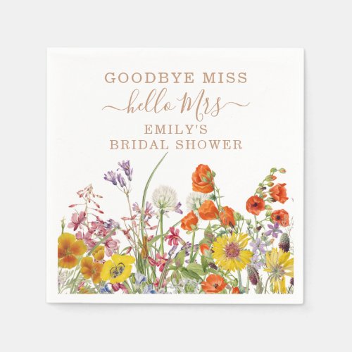 Colorful Wild Flowers Country Floral Goodbye Miss Napkins