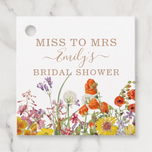 Colorful Wild Flowers Country Floral Miss To Mrs Favor Tags