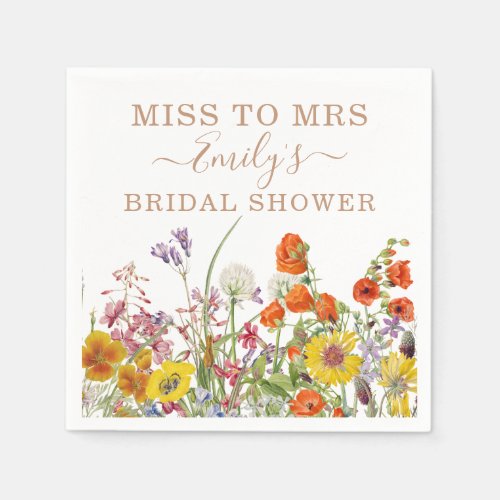 Colorful Wild Flowers Country Floral Miss To Mrs Napkins