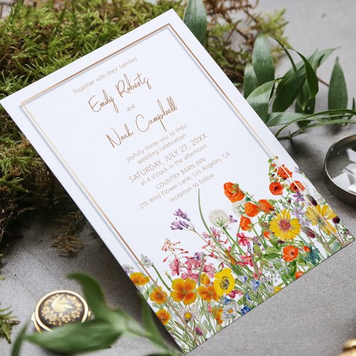 Colorful Wild Flowers Country Floral Wedding Invitation
