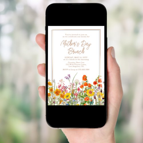 Colorful Wild Flowers Country Mother's Day Brunch Invitation