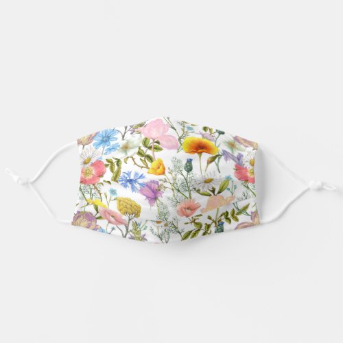 Colorful Wild Flowers Country Pattern Adult Cloth Face Mask