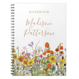 Colorful Wild Flowers Country Personalized Name Notebook