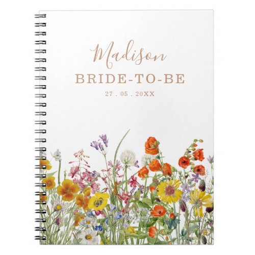 Colorful Wild Flowers Country Personalized Wedding Notebook