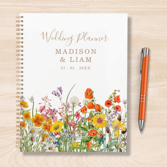 Colorful Wild Flowers Country Personalized Wedding Planner (Creator Uploaded)