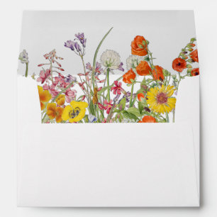 Colorful Wild Flowers Country Wedding Envelope
