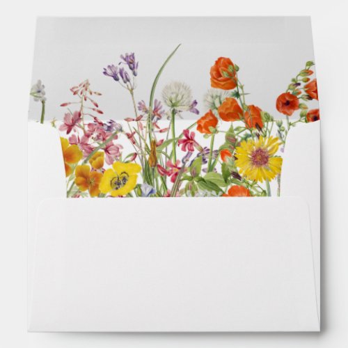 Colorful Wild Flowers Country Wedding Envelope