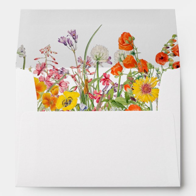 Colorful Wild Flowers Country Wedding Envelope (Back (Bottom))