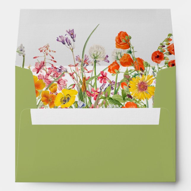 Colorful Wild Flowers Country Wedding Envelope (Back (Bottom))
