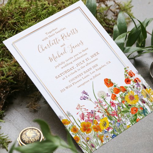 Colorful Wild Flowers Country Wedding Invitation