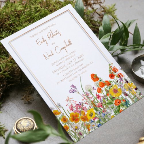 Colorful Wild Flowers Country Wedding Invitation