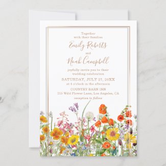 Colorful Wild Flowers Country Wedding Invitation