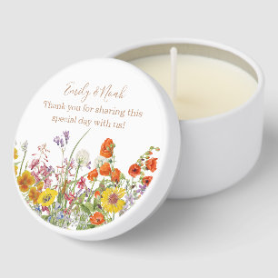 Colorful Wild Flowers Country Wedding Personalized Mini Candle Favors