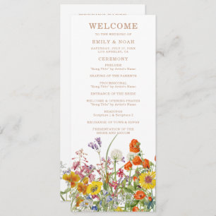 Colorful Wild Flowers Country Wedding Program