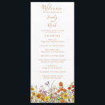 Colorful Wild Flowers Country Wedding Program<br><div class="desc">Colorful Wild Flowers Country Wedding Program features pretty country flowers in orange, yellow, purple and pink on a white background with your order of ceremony on the front and wedding party and thank you on the reverse in modern gold calligraphy script. Personalize by editing the text in the text boxes....</div>