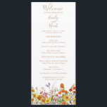 Colorful Wild Flowers Country Wedding Program<br><div class="desc">Colorful Wild Flowers Country Wedding Program features pretty country flowers in orange, yellow, purple and pink on a white background with your order of ceremony on the front and wedding party and thank you on the reverse in modern gold calligraphy script. Personalize by editing the text in the text boxes....</div>