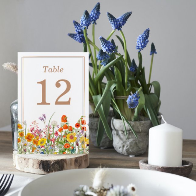 Colorful Wild Flowers Country Wedding  Table Number (Creator Uploaded)