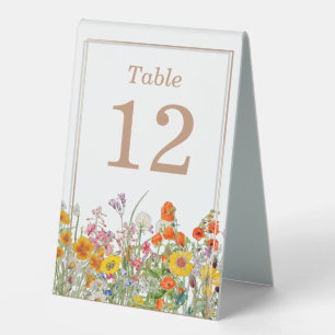 Colorful Wild Flowers Country Wedding Table Number Table Tent