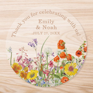Colorful Wild Flowers Country Wedding Thank You Classic Round Sticker