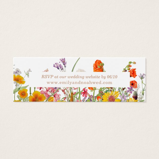 Colorful Wild Flowers Country Wedding Website Card (Front)