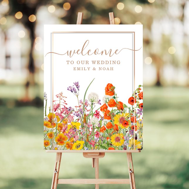 Colorful Wild Flowers Country Wedding Welcome Foam Board (Creator Uploaded)