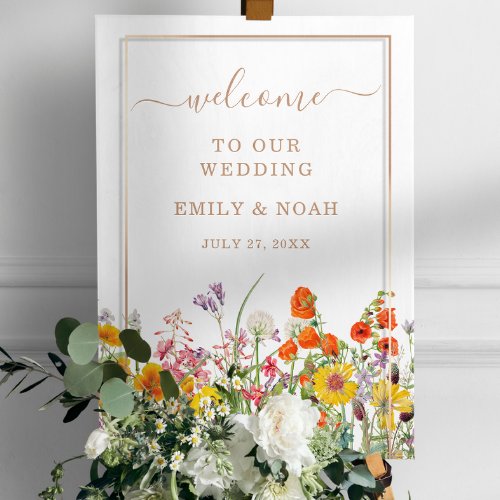 Colorful Wild Flowers Country Wedding Welcome Foam Board