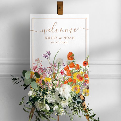Colorful Wild Flowers Country Wedding Welcome  Foam Board