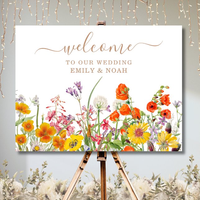 Colorful Wild Flowers Country Wedding Welcome Foam Board (Creator Uploaded)