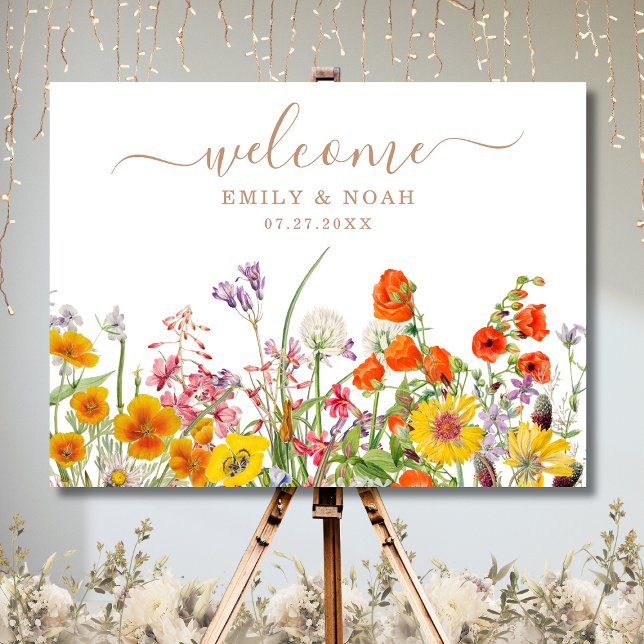 Colorful Wild Flowers Country Wedding Welcome Foam Board (Creator Uploaded)