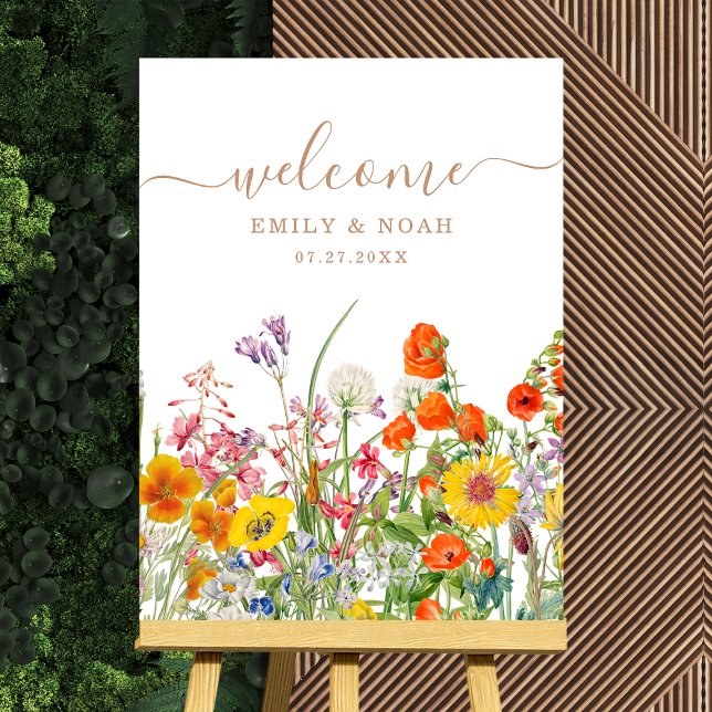 Colorful Wild Flowers Country Wedding Welcome Foam Board (Creator Uploaded)