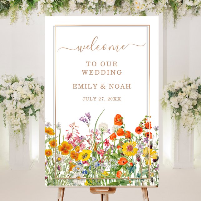 Colorful Wild Flowers Country Wedding Welcome Foam Board (Creator Uploaded)
