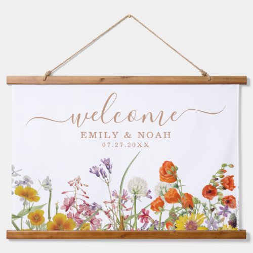Colorful Wild Flowers Country Wedding Welcome Hanging Tapestry
