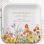 Colorful Wild Flowers Goodbye Miss Bridal Shower Paper Plates<br><div class="desc">Colorful Wild Flowers Country Wedding Goodbye Miss Bridal Shower Paper Party Plates features pretty country flowers in orange, yellow, purple and pink on a white background with your custom information. Perfect for your special Hen's Party, Bachelorette Party, Bridal Shower, Pamper Party, Bachelorette Weekend and wedding celebration with modern botanical flowers...</div>