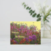 Colorful Wild Flowers Happy Birthday Postcard (Standing Front)