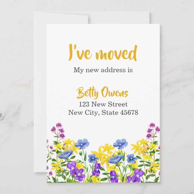Colorful Wild Flowers I’ve Moved Announcement (Front)