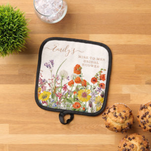Colorful Wild Flowers Miss To Mrs Bridal Shower Pot Holder