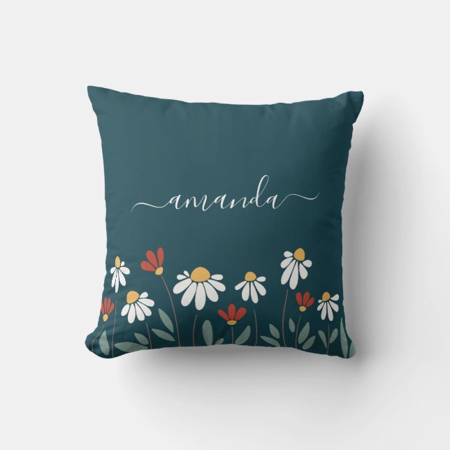 Colorful wild flowers throw pillow (Front)