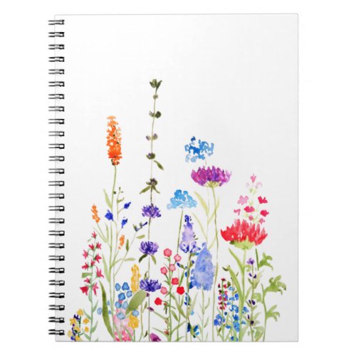 colorful wild flowers watercolor painting notebook